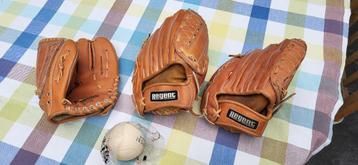 3x leren softbal/honkbal handschoen beschikbaar voor biedingen