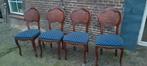 4 prachtige klassieke noten eetkamerstoelen met webbing rug, Ophalen