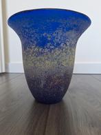 Unieke handgeblazen glas vaas – blauw met spatter, Ophalen, Blauw, Minder dan 50 cm, Glas