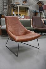 Gave fauteuil BEAL Jess design metaal leer bruin vintage