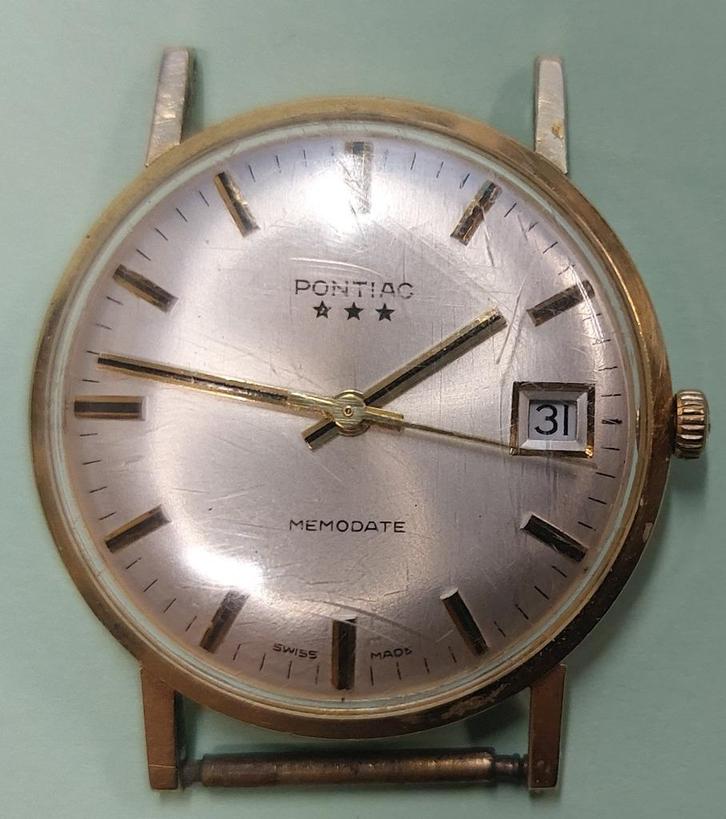 Gouden Pontiac horloge, Sieraden, Tassen en Uiterlijk, Horloges | Antiek, Polshorloge, Overige merken, Goud, 1960 of later, Ophalen