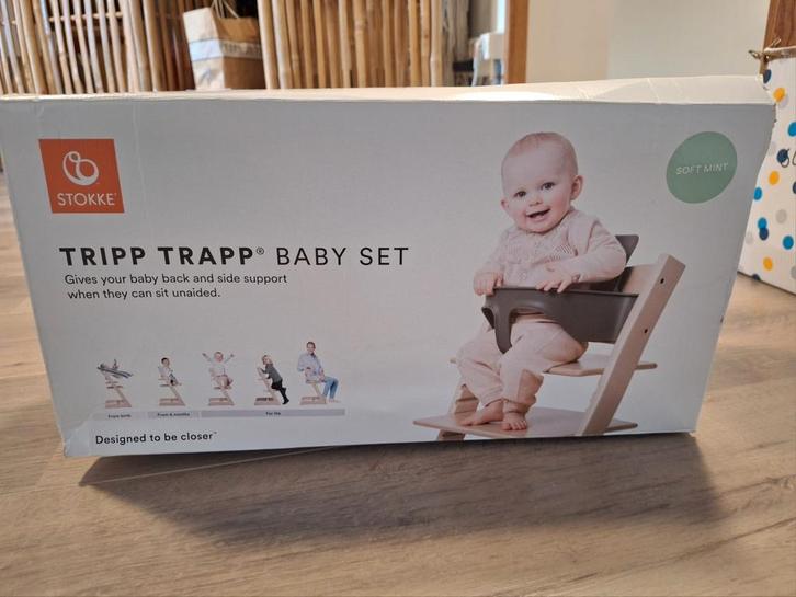 Stokke Tripp Trapp Babyset - Soft Mint, Kinderen en Baby's, Kinderstoelen, Zo goed als nieuw, Meegroeistoel, Gordel(s), Ophalen of Verzenden