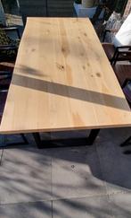 eikenhouten eettafel metalen poten, Ophalen, Zo goed als nieuw, Rechthoekig, Metaal