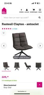 Fauteuil Clayton - antraciet, Huis en Inrichting, Stoelen, Ophalen, Zo goed als nieuw, Grijs, Eén