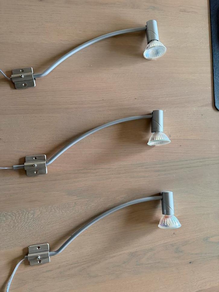Boekenkast spotjes met dimmer - complete set, Huis en Inrichting, Lampen | Vloerlampen, Gebruikt, Minder dan 100 cm, Metaal, Ophalen of Verzenden