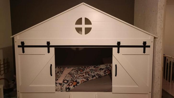 Vipack Barnie halfhoogslaper/huisjesbed90x200 - Excl. Matras, Kinderen en Baby's, Kinderkamer | Bedden, Gebruikt, 180 cm of meer