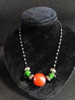 Vintage berber Ketting kopal glas zwart en zilver kralen, Sieraden, Tassen en Uiterlijk, Antieke sieraden, Verzenden, Overige materialen