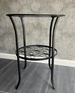 Ikea bijzettafeltje Klingsbo zwart rond metaal glas z.g.a.n., Minder dan 55 cm, Rond, Zo goed als nieuw, Ophalen