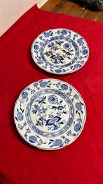 2 Antieke bordjes met Zwiebelmuster decoratievmet uienpatroo, Antiek en Kunst, Ophalen of Verzenden