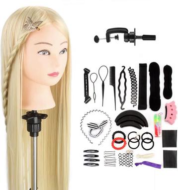 Oefenhoofd - Kappershoofd Blond - NIEUW + Tafelklem - 65 cm beschikbaar voor biedingen