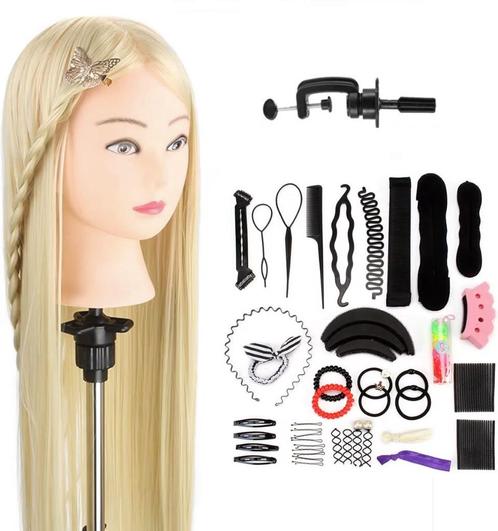 Oefenhoofd - Kappershoofd Blond - NIEUW + Tafelklem - 65 cm, Sieraden, Tassen en Uiterlijk, Uiterlijk | Haarverzorging, Nieuw
