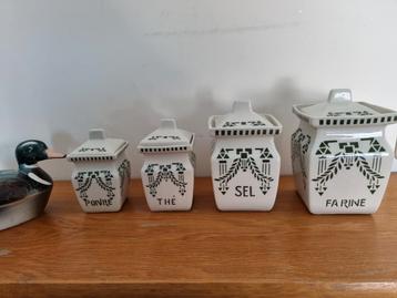 Art Deco Franse Kruidenpotjes - Gemerkt beschikbaar voor biedingen