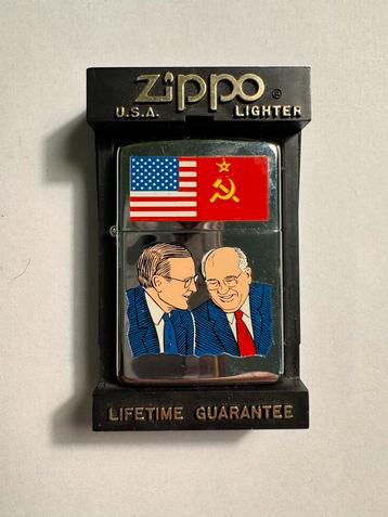 Vintage Zippo Aansteker Reagan & Gorbatsjov beschikbaar voor biedingen