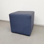 Poef / hocker - blauwe silverguard stof - 45x45x45 cm, Gebruikt