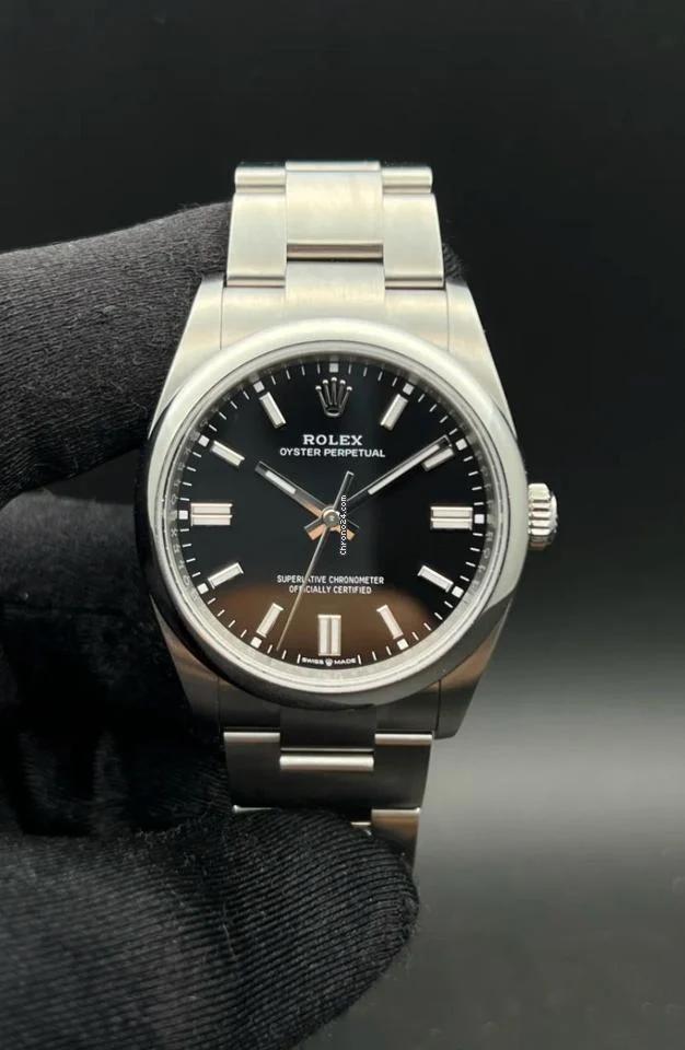 Rolex Oyster Perpetual 41 OP41 Black Dial 124300 – 2022, Sieraden, Tassen en Uiterlijk, Horloges | Heren, Zo goed als nieuw, Rolex