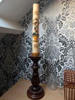 Doopkaars met houten kaarshouder, Ophalen, Gebruikt, Kandelaar, Hout