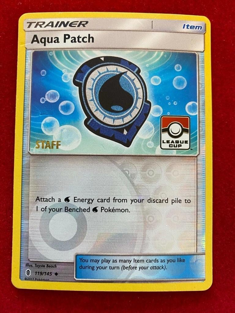 Pokemon league promo holo aqua patch staff, Ophalen of Verzenden, Zo goed als nieuw, Losse kaart, Foil