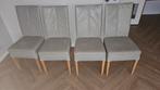 4 Lederen Eetkamerstoelen - Grijs, Gebruikt, Hout, Ophalen of Verzenden, Vier