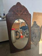 Prachtige spiegel met handgeschilderd houten lijst, Huis en Inrichting, Woonaccessoires | Spiegels, Ophalen, Rechthoekig, Minder dan 50 cm