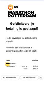 Startbewijs NN marathon Rotterdam 12 april 2026, Tickets en Kaartjes, Evenementen en Festivals, Eén persoon