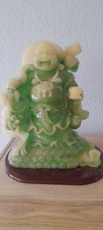 mooie grote lachende Boeddha in jade kleuren 30 cm, Gebruikt, Verzenden