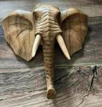 Olifantenkop van hout 22,5-21,5 cm, Antiek en Kunst, Kunst | Beelden en Houtsnijwerken, Ophalen of Verzenden