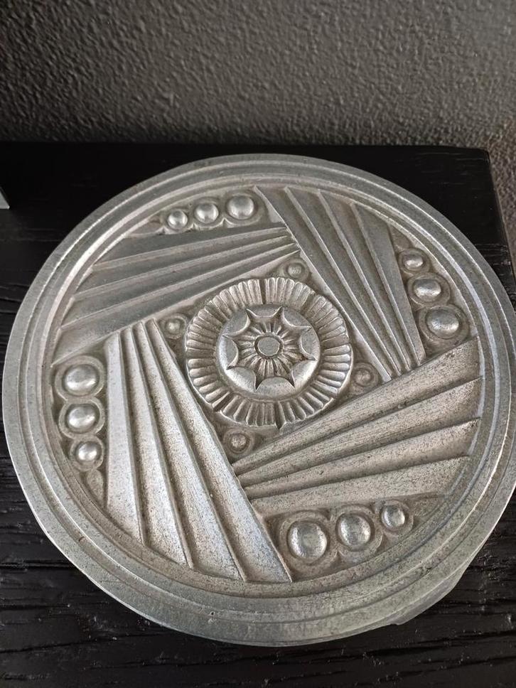 Oud Aluminium Plateau Art Deco Stijl, Antiek en Kunst, Antiek | Woonaccessoires, Ophalen of Verzenden