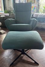 Groene draaifauteuil met hocker, Huis en Inrichting, Ophalen, Zo goed als nieuw, 75 tot 100 cm, 50 tot 75 cm