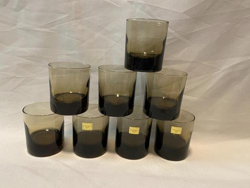 Retro Set van 8 Luminarc France Rookglas Whiskeyglas, Verzamelen, Glas en Borrelglaasjes, Gebruikt, Waterglas, Ophalen