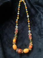 Kralen ketting oranje, geel etc  vintage stijl, Ophalen of Verzenden, Gebruikt, Oranje, Kunststof