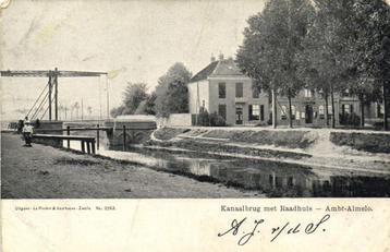 Kanaalbrug met Raadhuis - Ambt-Almelo. - B-keus - 1906 gelop beschikbaar voor biedingen
