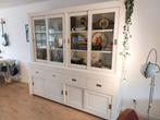 Grote, witte, massief houten vitrinekast, Huis en Inrichting, Kasten | Buffetkasten, Ophalen, Gebruikt, 200 cm of meer, 200 cm of meer