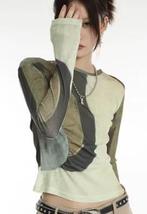 Vintage top Y2K grunge stijl Patchwork design lange mouwen, Ophalen of Verzenden, Nieuw, Maat 38/40 (M), Lange mouw