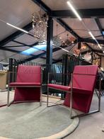 2 Arco Spine Fauteuils Roze leer Design stoel