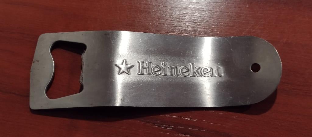 Heineken RVS Flessen Opener. (B), Verzamelen, Biermerken, Gebruikt, Flesopener, Heineken, Ophalen of Verzenden
