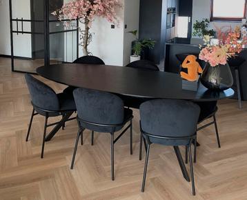 Eichholtz Willis 6x zwarte eetkamerstoelen als nieuw! beschikbaar voor biedingen