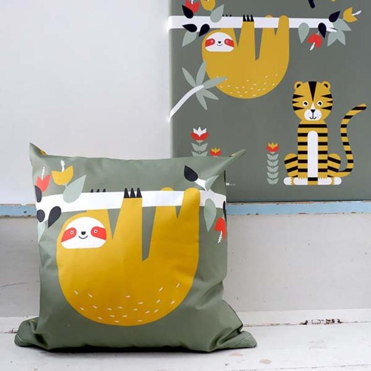 Kinderkussen Kussen kinderkamer Jungle Luiaard Groen ANNI, Kinderen en Baby's, Kinderkamer | Inrichting en Decoratie, Nieuw, Kleed of Kussen
