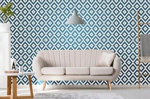 7x Vinyl retro behang.7 rollen winkelprijs 245!  Nu €80!, Huis en Inrichting, Stoffering | Behang, Blauw, 25 tot 50 m², Ophalen of Verzenden