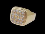 Zware 14 karaat Gouden Herenring met 16 Diamanten., Verzenden, Heer, Nieuw, Met edelsteen