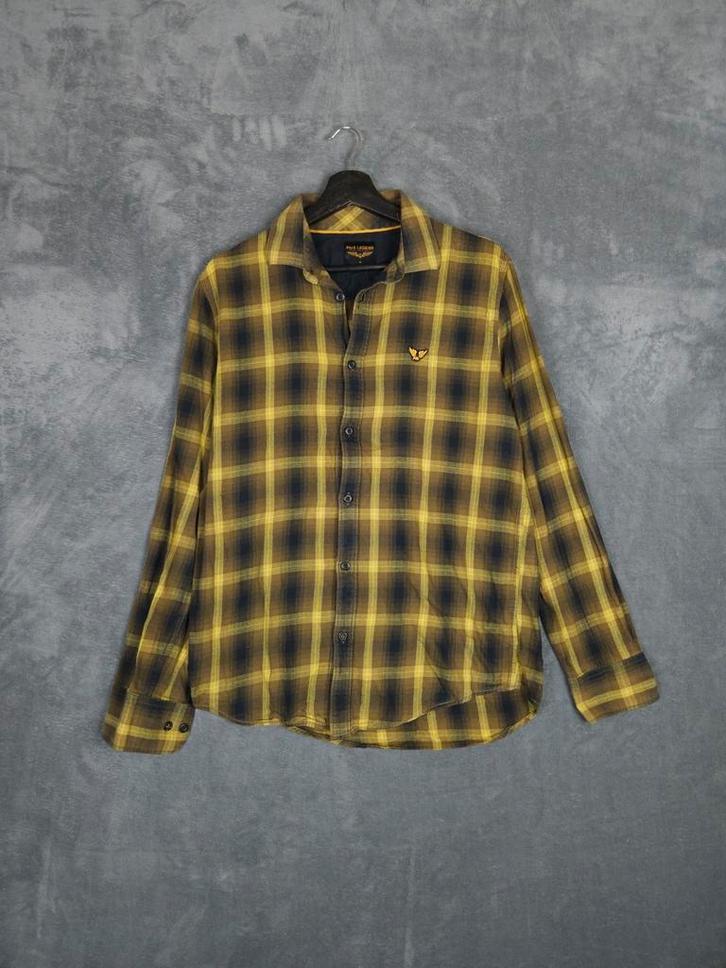 PME Legend Overhemd M Groen Bruin Geel geruit Pall Mall, Kleding | Heren, Overhemden, Zo goed als nieuw, Halswijdte 39/40 (M)