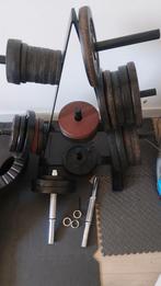 Diverse schijven (30 mm) + standaard, Sport en Fitness, Ophalen, Zo goed als nieuw