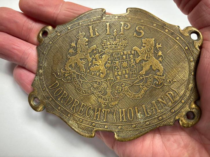 LIPS Bronzen Kluis Embleem, Antiek en Kunst, Antiek | Koper en Brons, Verzenden