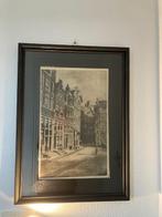 Antieke Ets Oudezijds Voorburgwal Amsterdam/ Gesigneerd, Antiek en Kunst, Ophalen