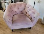 Mooie velvet fauteuil rose (taupe) chesterfield uitstraling, 75 tot 100 cm, Gebruikt, Stof, 75 tot 100 cm