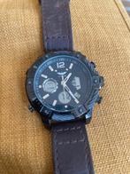 Heren horloge, Sieraden, Tassen en Uiterlijk, Horloges | Heren, Leer, Staal, Zo goed als nieuw, Ophalen
