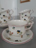 Theekoppen met schotels Villeroy en Boch Petite Fleur, Ophalen of Verzenden, Zo goed als nieuw, Overige stijlen, Kop(pen) en/of Schotel(s)