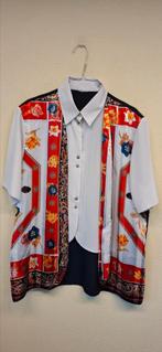 Vintage blouse, maat 42/44 - rood - wit - bloemen - 90's, ., Maat 42/44 (L), Ophalen of Verzenden, Vintage