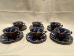 Retro/Brokante Set van 6 Chinoiserie Batavia Brown kop en sc, Ophalen