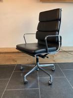 3 Vitra EA 219 bureaustoelen, chroom, zwart leder, Huis en Inrichting, Bureaustoelen, Vitra, Zwart, Ophalen of Verzenden, Zo goed als nieuw