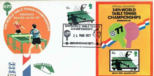 Engeland GB 1977 WK Tafeltennis, Postzegels en Munten, Postzegels | Eerstedagenveloppen, Onbeschreven, Europa, Ophalen of Verzenden